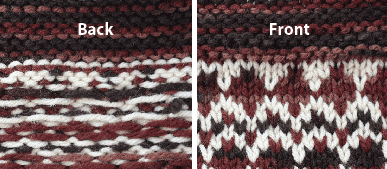 back and front view of Fair Isle technique