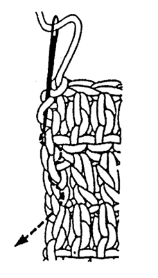 illustration of weaving in yarn ends