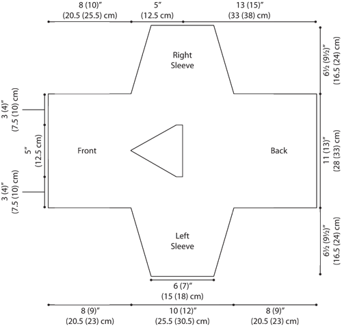 sweater diagram with dimensions