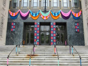 Philadelphia Museum of Art yarn bombing