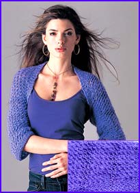 model wearing Grape Striped Openwork Shrug